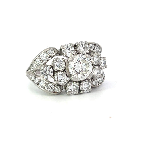 Bague 46 Bague rétro en platine et diamants 58 Facettes