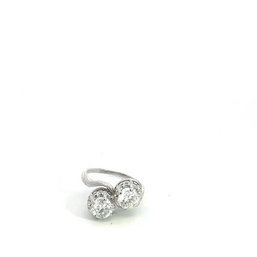 Bague 48 Toi et Moi - Bague en platine et diamants 58 Facettes UN0145