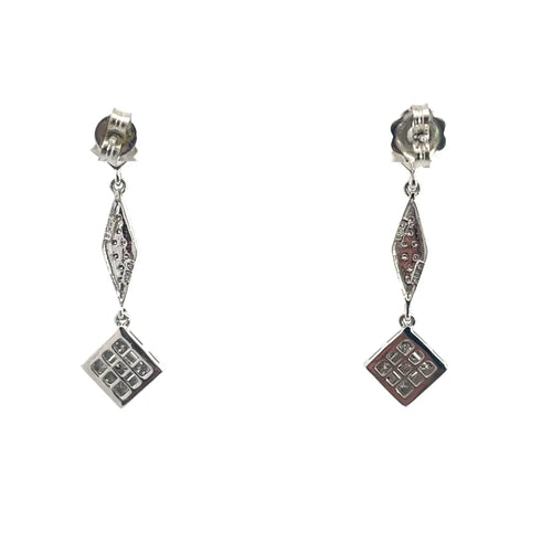 Boucles d'oreilles Boucles d'oreilles pendantes géométriques en or blanc et diamants 58 Facettes UN0151