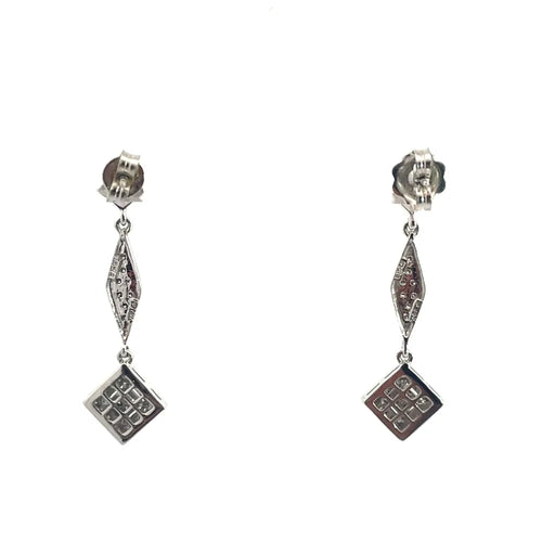 Boucles d'oreilles Boucles d'oreilles pendantes géométriques en or blanc et diamants 58 Facettes UN0151
