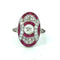 Bague 54 Bague Art déco en or et platine, rubis et diamant 58 Facettes