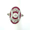 Bague 54 Bague Art déco en or et platine, rubis et diamant 58 Facettes