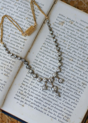 Collier Collier rivière ancien en or, argent et diamants 58 Facettes