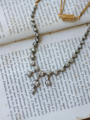 Collier Collier rivière ancien en or, argent et diamants 58 Facettes