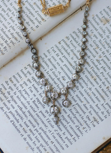 Collier Collier rivière ancien en or, argent et diamants 58 Facettes