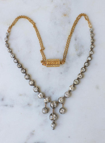 Collier Collier rivière ancien en or, argent et diamants 58 Facettes
