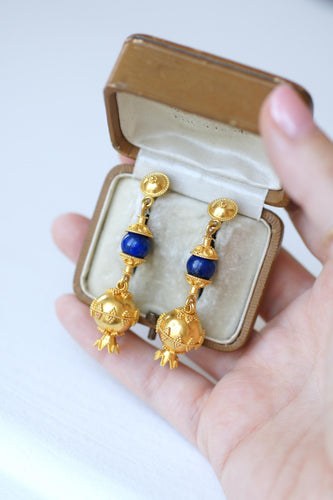 Boucles d'oreilles Boucles d'oreilles pendantes en or jaune et lapis-lazuli 58 Facettes