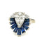Bague 56 Bague vintage 1960 en or blanc, diamant poire 1,70 ct et saphirs 58 Facettes Bague-0034