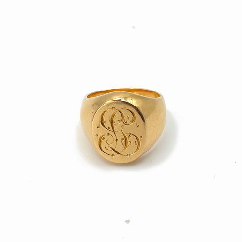 Bague 45 Chevalière monogrammée en or jaune 18k 58 Facettes 269