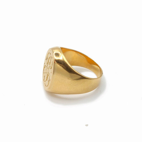 Bague 45 Chevalière monogrammée en or jaune 18k 58 Facettes 269