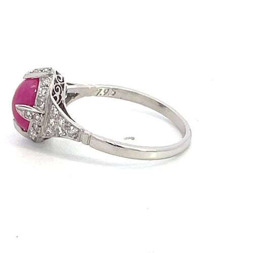 Bague 54 Bague en platine avec rubis et diamants 58 Facettes