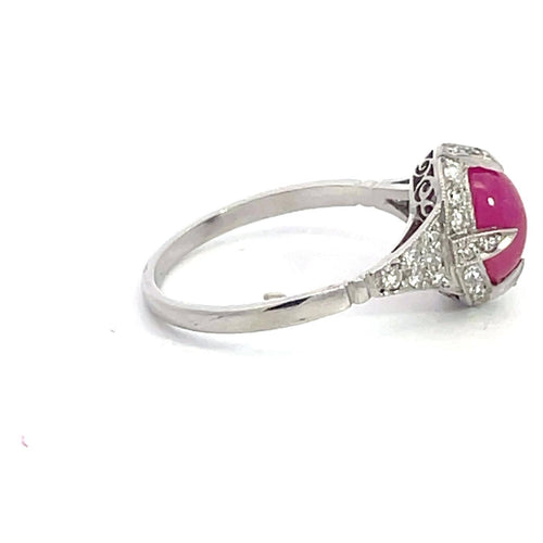 Bague 54 Bague en platine avec rubis et diamants 58 Facettes