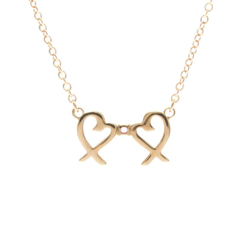 Pendentif Tiffany & Co. - Pendentif Double Loving Heart en or rose et saphir rose 58 Facettes qekp88bypd
