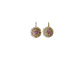 Boucles d'oreilles marguerite en or jaune, saphirs roses et diamants
