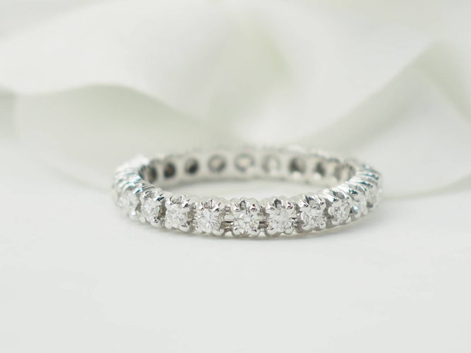 Bague 53 Alliance américaine - Bague en or blanc et diamants 0,75 ct 58 Facettes 33427