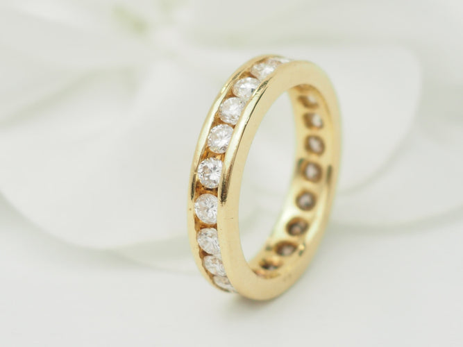 Bague 53.5 Alliance tour complet en or jaune et diamants 1,32 ct 58 Facettes 33441