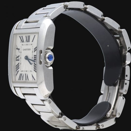 Montre Cartier Tank Anglaise - Montre en acier et diamants 58 Facettes MT46797