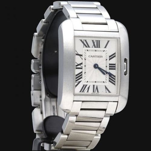 Montre Cartier Tank Anglaise - Montre en acier et diamants 58 Facettes MT46797