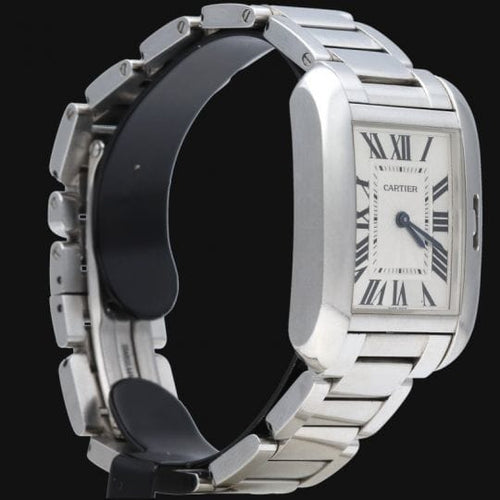 Montre Cartier Tank Anglaise - Montre en acier et diamants 58 Facettes MT46797
