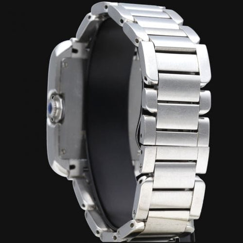 Montre Cartier Tank Anglaise - Montre en acier et diamants 58 Facettes MT46797