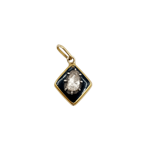 Pendentif Pendentif victorien en or 18k, argent, diamant et émail 58 Facettes A07473