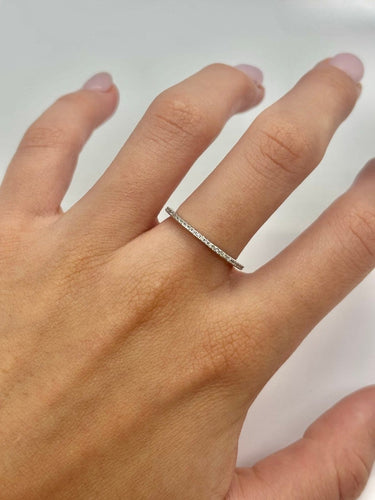 Bague 55 Demi-alliance en or blanc 18K et diamants 58 Facettes 2088