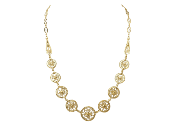Collier Art Nouveau - Collier draperie en or jaune 18 carats 58 Facettes 33807