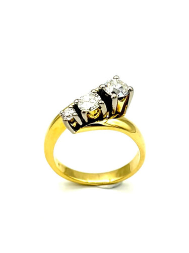 Bague 52 Bague trilogie vintage en deux ors 18K et diamants 58 Facettes VINTAGE BG