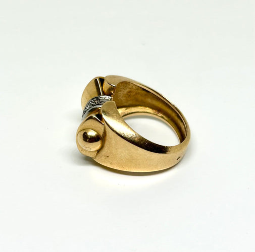 Bague 55 Bague Tank nœud papillon en or jaune et diamants 58 Facettes Tank 1