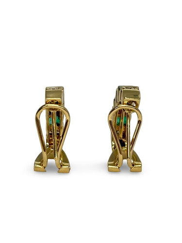 Boucles d'oreilles Boucles d'oreilles en or jaune 18K, émeraudes et diamants 58 Facettes 2103
