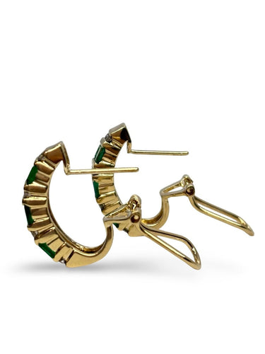 Boucles d'oreilles Boucles d'oreilles en or jaune 18K, émeraudes et diamants 58 Facettes 2103