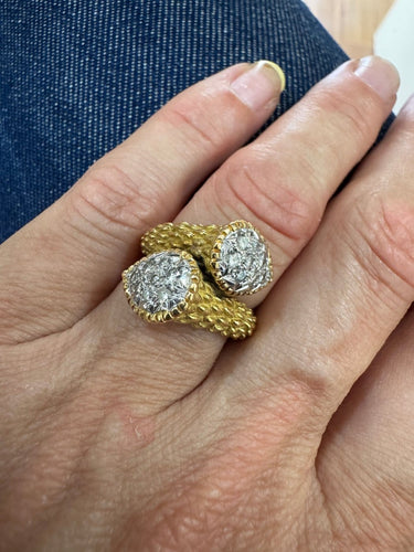 Bague 54 Bague Toi et Moi en or et diamants 58 Facettes Bague
