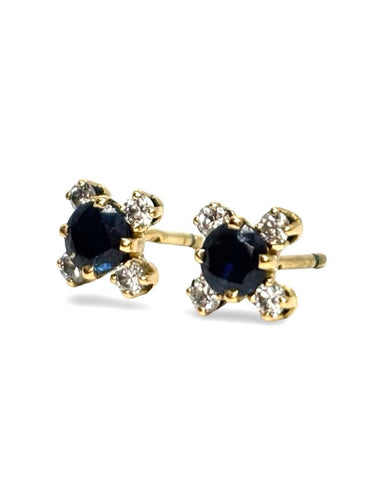 Boucles d'oreilles Boucles d'oreilles en or jaune, saphirs et diamants 58 Facettes 2102