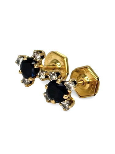 Boucles d'oreilles Boucles d'oreilles en or jaune, saphirs et diamants 58 Facettes 2102