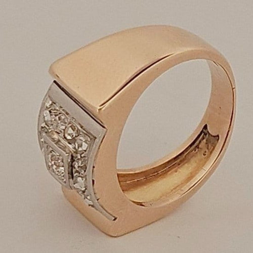 55.5 Bague Tank en or jaune, platine et diamants 58 Facettes 2779489