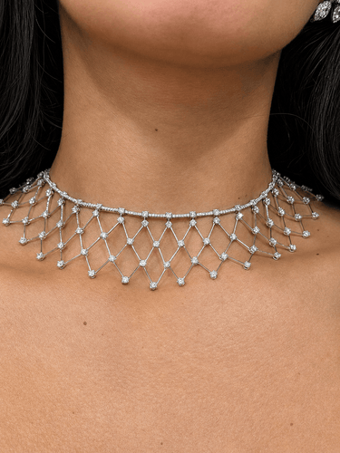 Collier Collier en or blanc 18 ct et diamants taille brillant 58 Facettes