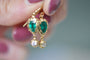 Boucles d'oreilles Boucles d'oreilles anciennes en or jaune 18K avec émeraudes et diamants 58 Facettes