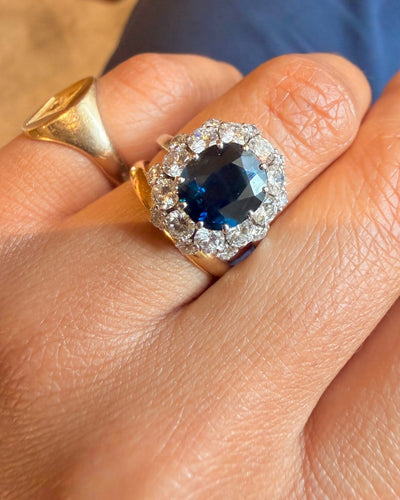 Bague 54 Bague Pompadour en or blanc, saphir et diamants 58 Facettes adadadd
