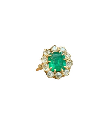 Bague 52 Pompadour - Bague en or jaune, émeraude et diamants 58 Facettes asana