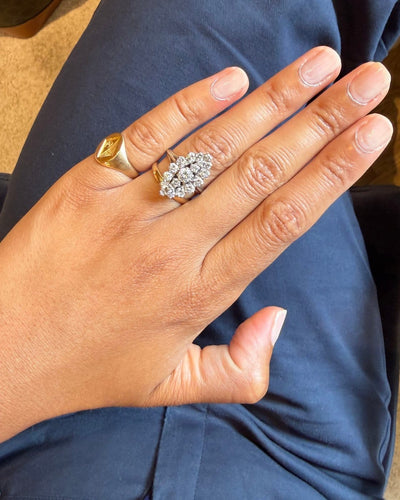 Bague 55.5 Bague marquise en or blanc et diamants 58 Facettes alcool