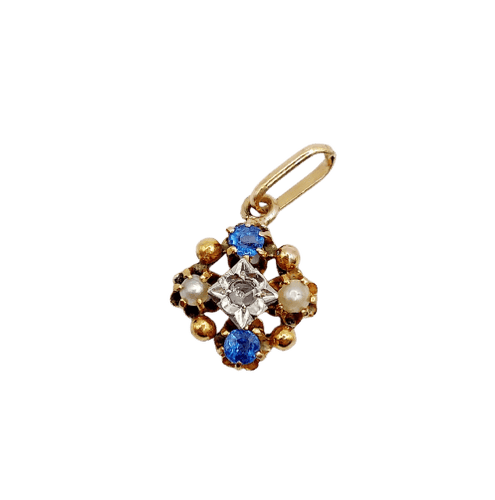 Pendentif Pendentif fleur Art nouveau en or 18K, diamant et perles 58 Facettes A07341