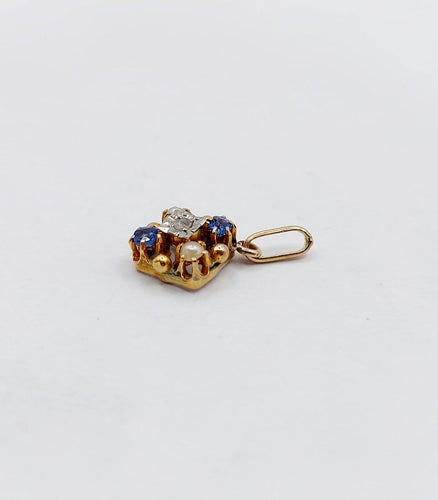 Pendentif Pendentif fleur Art nouveau en or 18K, diamant et perles 58 Facettes A07341