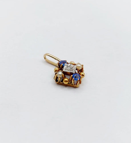Pendentif Pendentif fleur Art nouveau en or 18K, diamant et perles 58 Facettes A07341