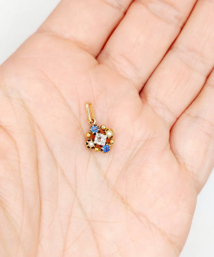 Pendentif Pendentif fleur Art nouveau en or 18K, diamant et perles 58 Facettes A07341