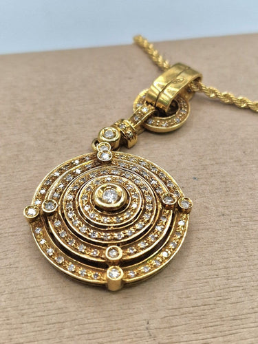 Collier Collier médaillon vintage années 1980 en or jaune et diamants 58 Facettes CV-078