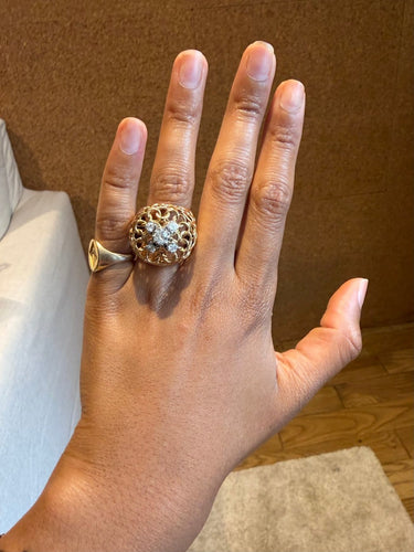 Bague 53 Bague cocktail en or jaune et diamants 58 Facettes afjgjp