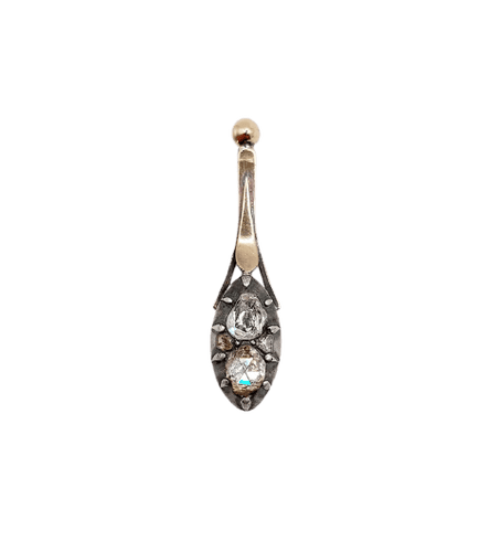 Pendentif victorien en or 18k, argent et diamants taille rose