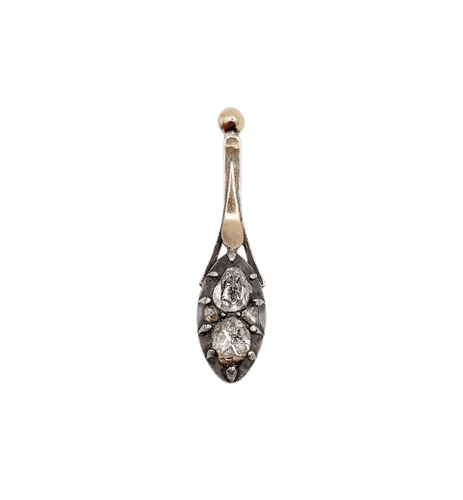 Pendentif victorien en or 18k, argent et diamants taille rose