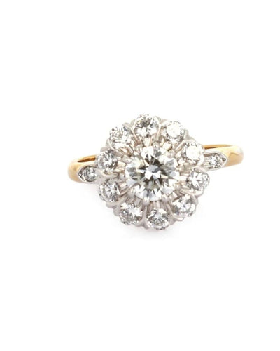 Bague 54 Marguerite - Bague en or jaune, or blanc et diamants 58 Facettes ,mmmm