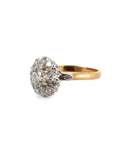 Bague 54 Marguerite - Bague en or jaune, or blanc et diamants 58 Facettes ,mmmm